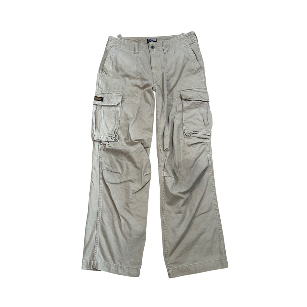 Polo Jeans Co Ralph Lauren Mens Cargo Pants Tan‎ Khaki Military Surplus 33x30.5